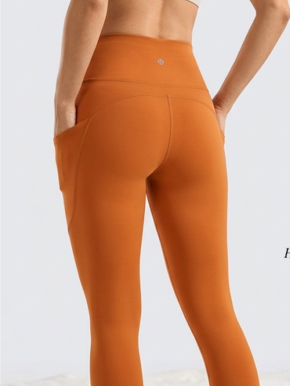 Lululemon High Rise Leggings with Pockets Burnt Orange Yoga Pants Size 6